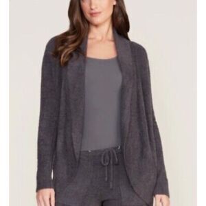 Barefoot Dreams Cozychic Light Cardigan Sweater 452 - Dark Gray M